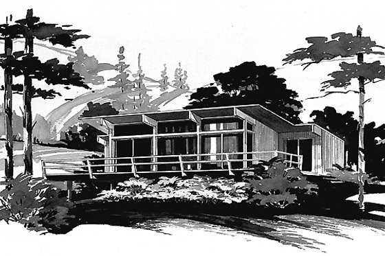 Exterior - Front Elevation 6 for Contemporary House Plan #72-529 - 2 bed, 2 bath