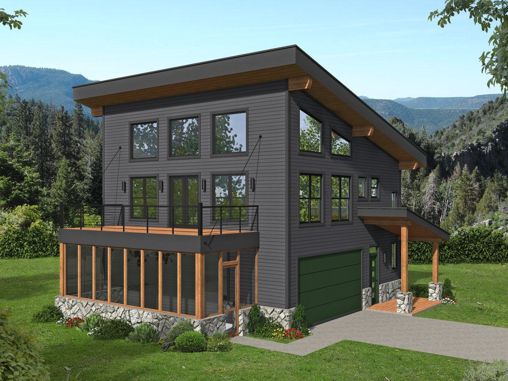 Exterior - Front Elevation 2 for Contemporary House Plan #932-435 - 3 bed, 2 bath