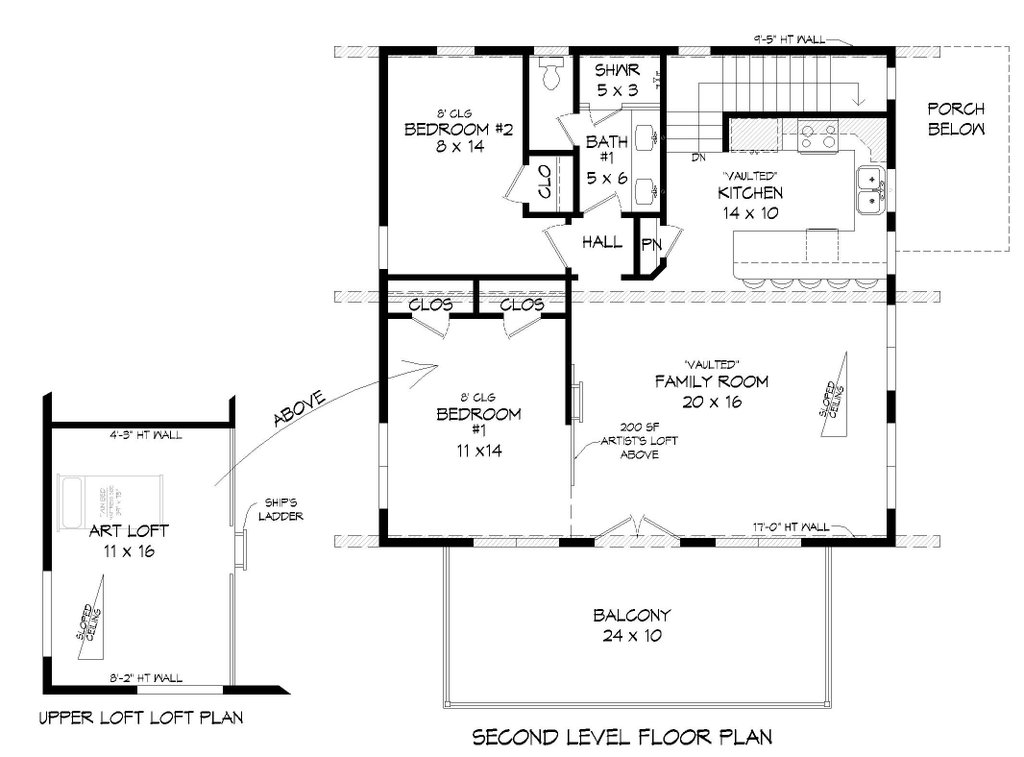 Floor Plan - Upper Floor for Contemporary House Plan #932-435 - 3 bed, 2 bath