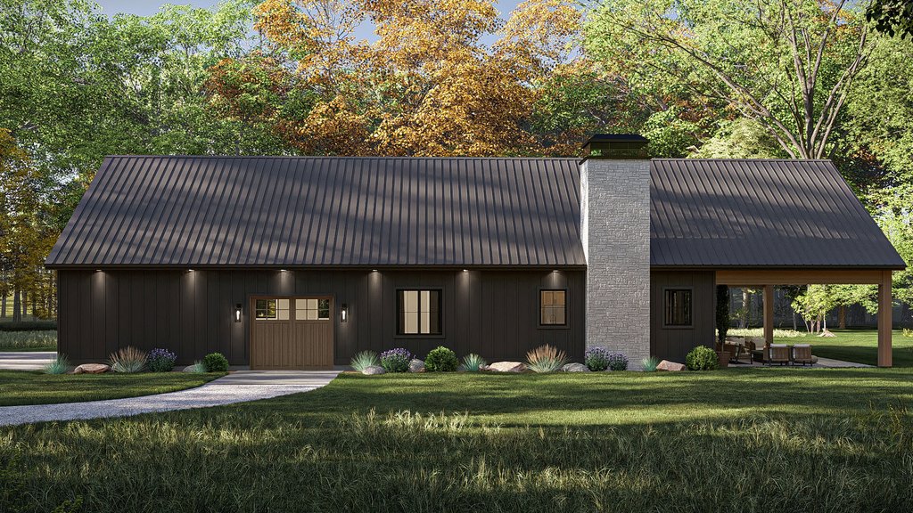 Exterior - Rear Elevation for Barndominium House Plan #455-686 - 1 bed, 1.5 bath