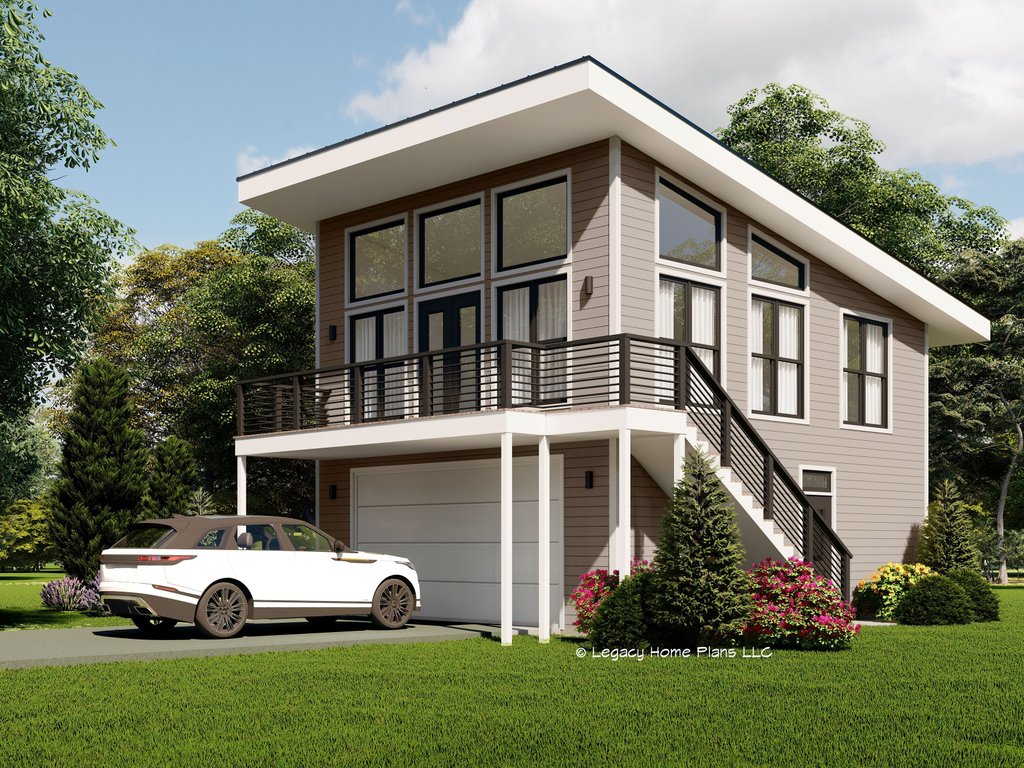 Exterior - Front Elevation 2 for Contemporary House Plan #932-751 - 2 bed, 1.5 bath