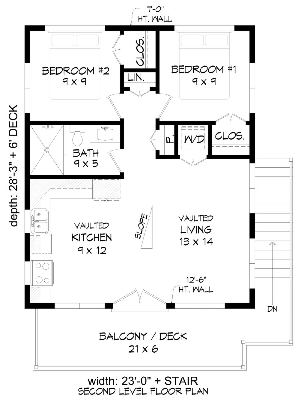 Floor Plan - Upper Floor for Contemporary House Plan #932-751 - 2 bed, 1.5 bath