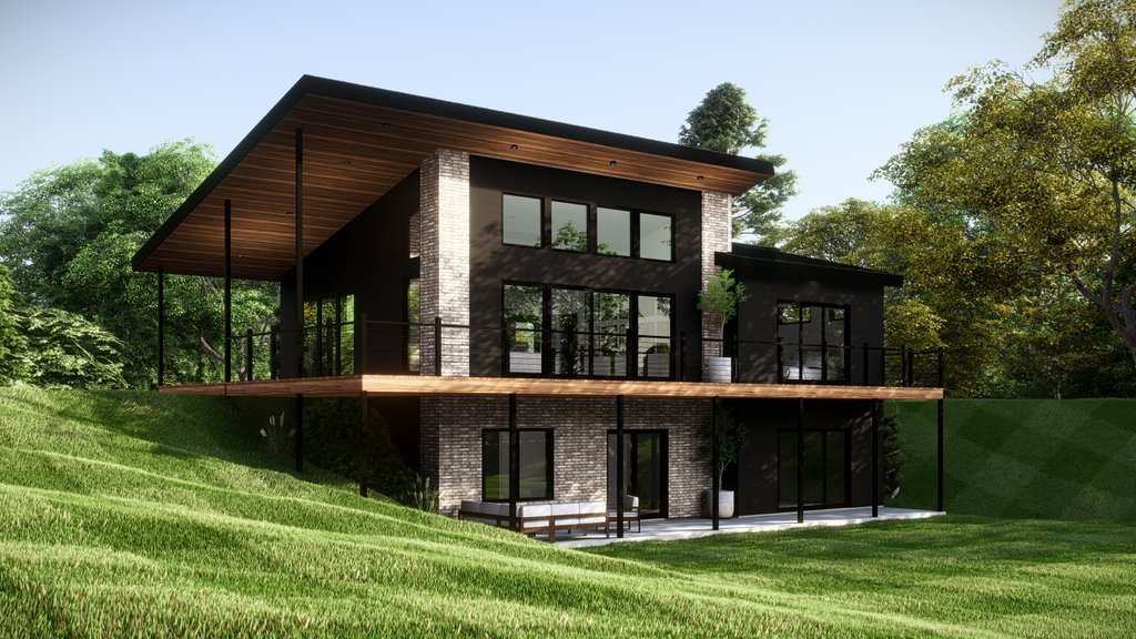 Exterior - Front Elevation 2 for Modern House Plan #1064-298 - 2 bed, 2 bath