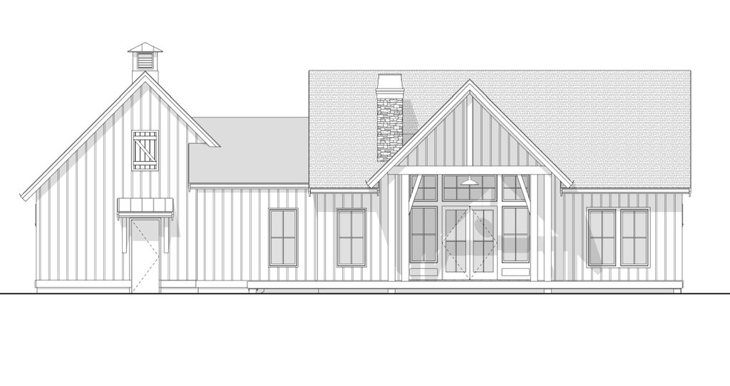 Exterior - Rear Elevation 2 for Farmhouse House Plan #1114-74 - 3 bed, 2 bath