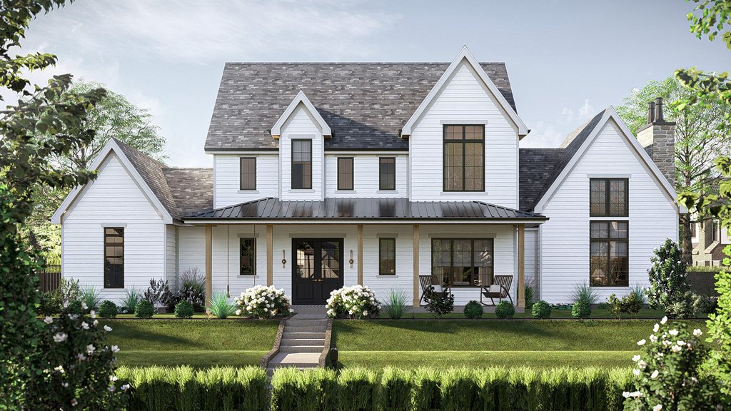 Exterior - Front Elevation 2 for Farmhouse House Plan #455-680 - 4 bed, 3.5 bath