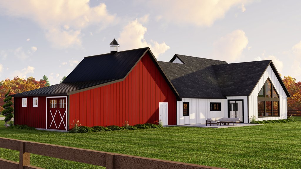 Exterior - Rear Elevation for Barndominium House Plan #1064-231 - 3 bed, 2.5 bath