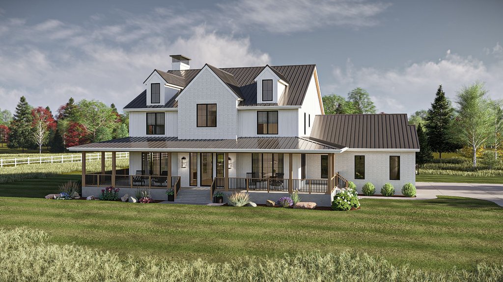 Exterior - Front Elevation 2 for Farmhouse House Plan #455-682 - 4 bed, 4.5 bath