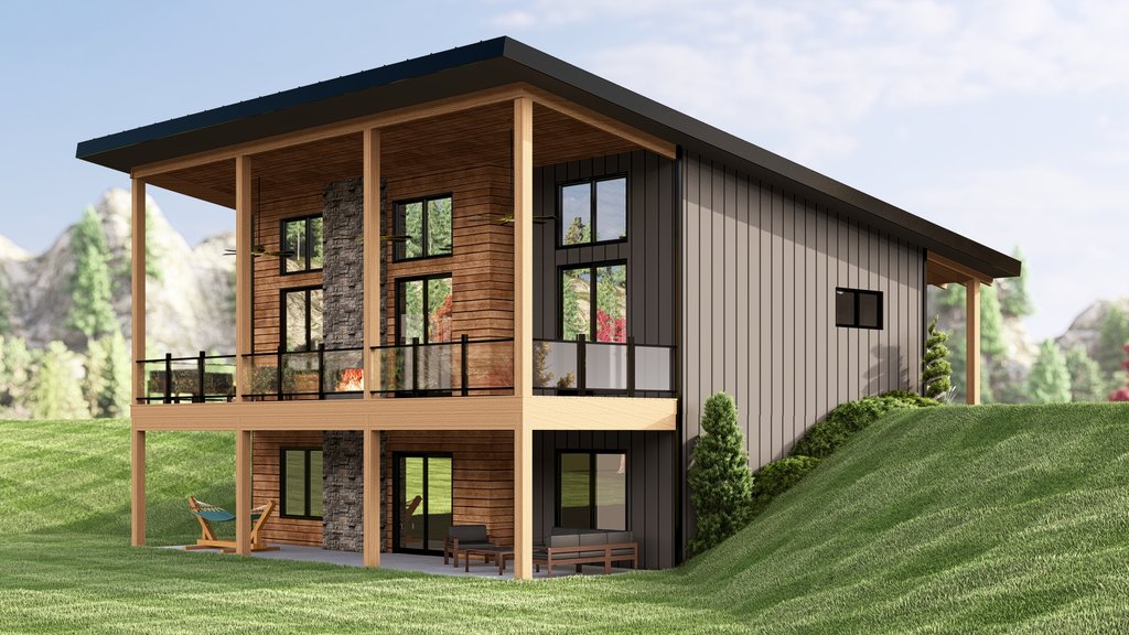 Exterior - Front Elevation 2 for Modern House Plan #1064-319 - 2 bed, 2 bath