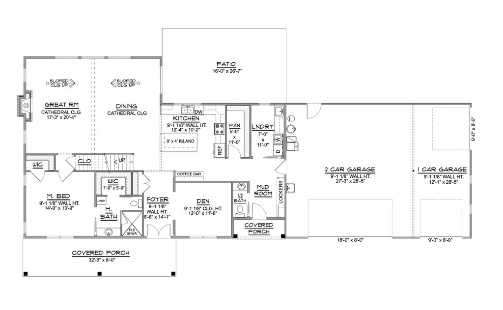 Floor Plan - Main Floor for Barndominium House Plan #1064-231 - 3 bed, 2.5 bath