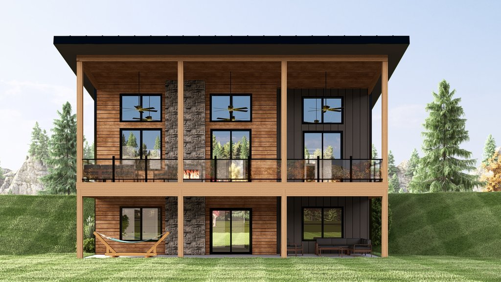 Exterior - Rear Elevation for Modern House Plan #1064-319 - 2 bed, 2 bath