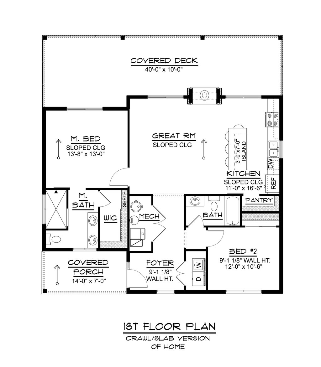 Floor Plan - Main Floor 1 for Modern House Plan #1064-319 - 2 bed, 2 bath