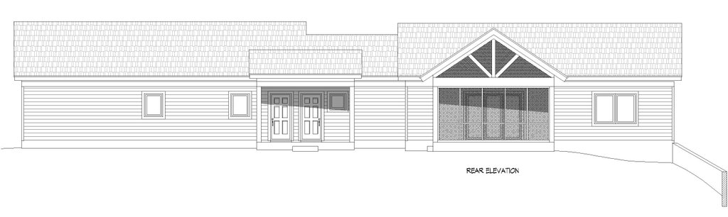 Exterior - Rear Elevation for Country House Plan #932-1359 - 2 bed, 2 bath