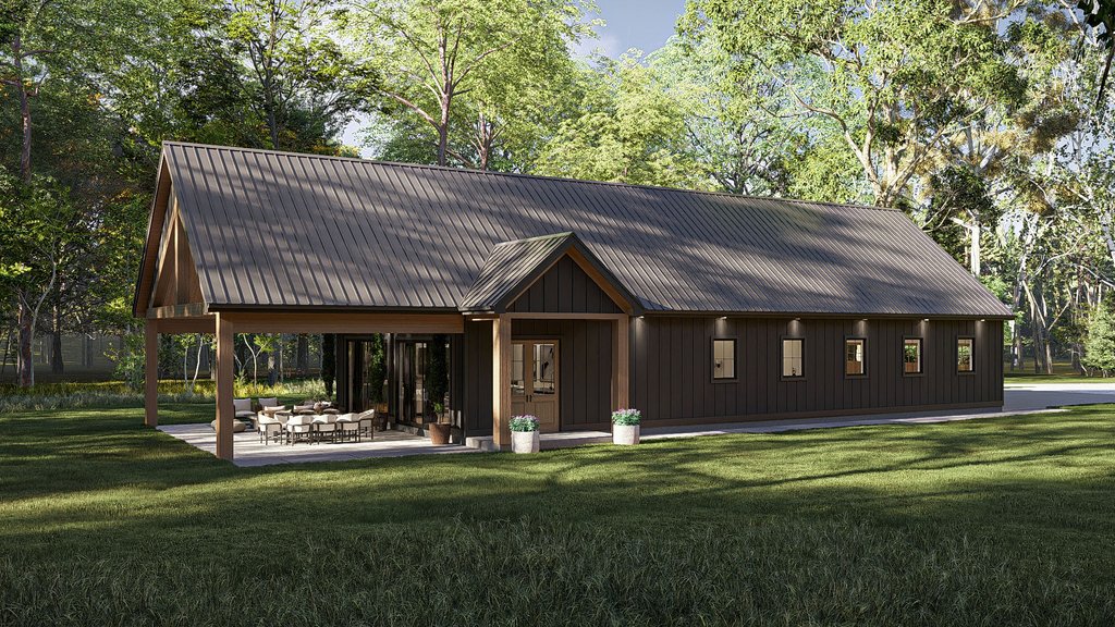 Exterior - Front Elevation 2 for Barndominium House Plan #455-686 - 1 bed, 1.5 bath