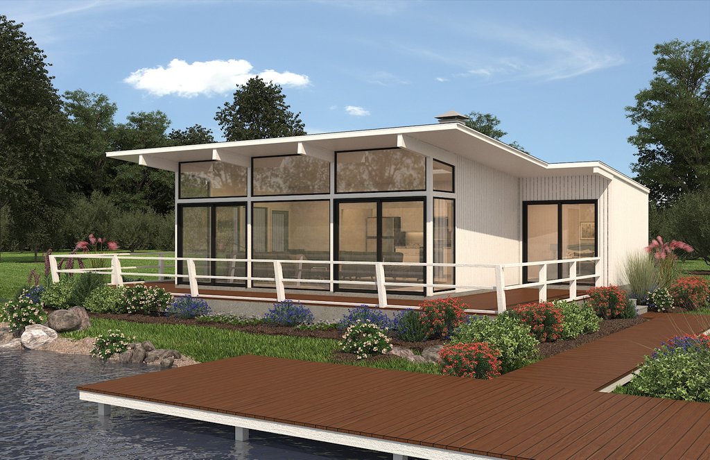 Exterior - Front Elevation 2 for Contemporary House Plan #72-529 - 2 bed, 2 bath