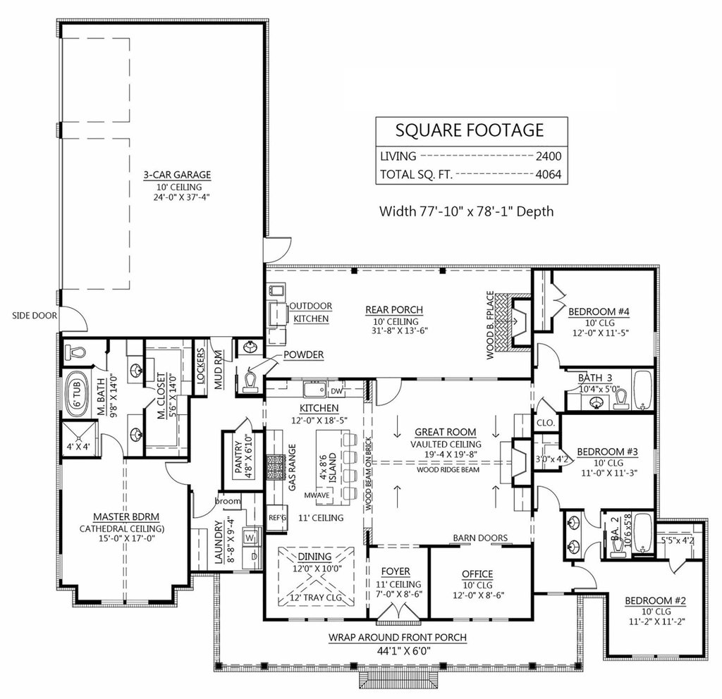 Floor Plan - Main Floor for Farmhouse House Plan #1074-24 - 4 bed, 3.5 bath