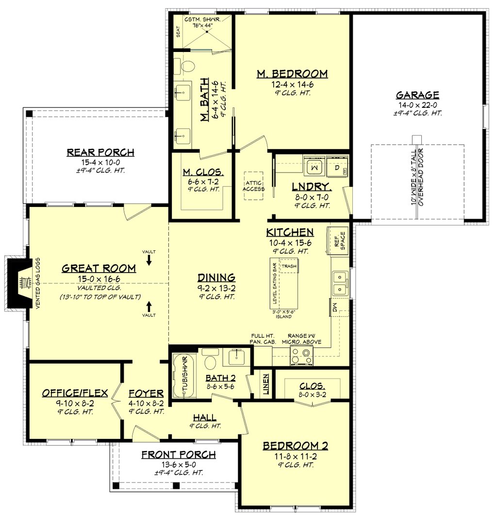 Floor Plan - Main Floor for Country House Plan #430-401 - 2 bed, 2 bath