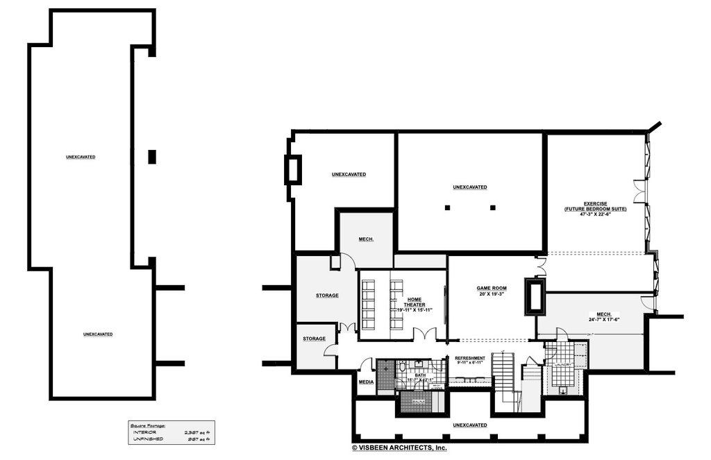 Floor Plan - Lower Floor for Farmhouse House Plan #928-383 - 4 bed, 4.5 bath