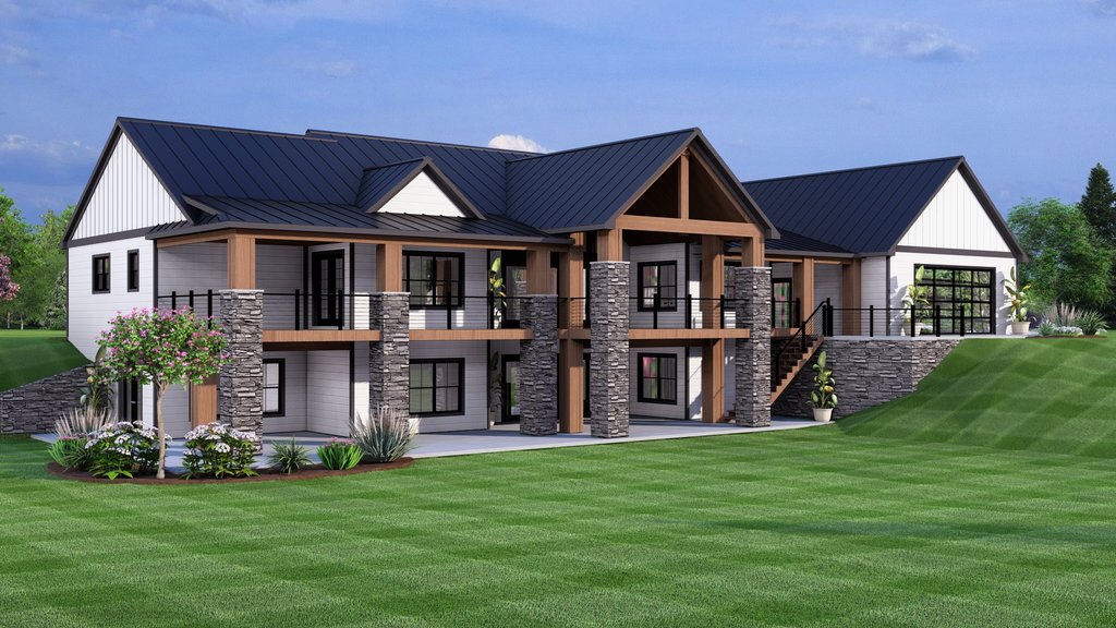 Exterior - Rear Elevation 1 for Barndominium House Plan #1064-302 - 3 bed, 2.5 bath