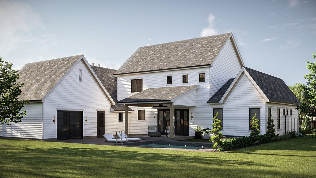 Exterior - Rear Elevation for Farmhouse House Plan #455-680 - 4 bed, 3.5 bath
