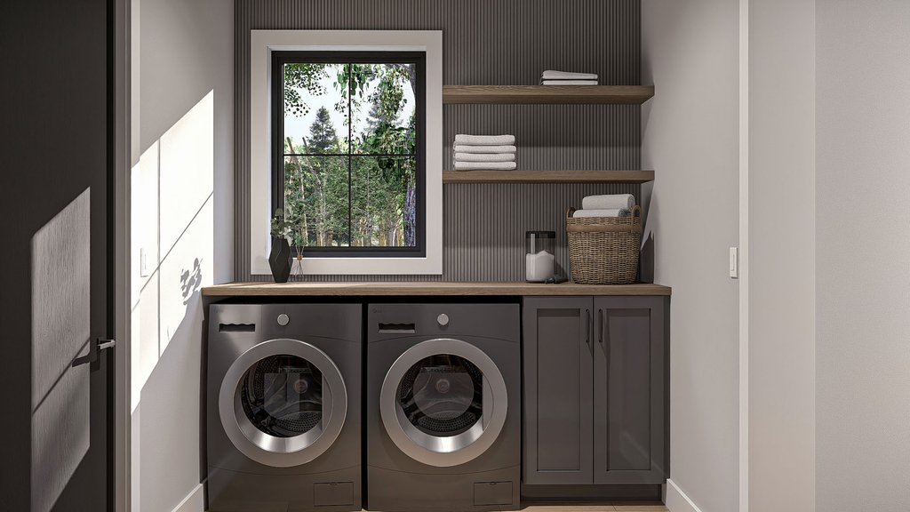 Interior - Laundry for Barndominium House Plan #455-686 - 1 bed, 1.5 bath