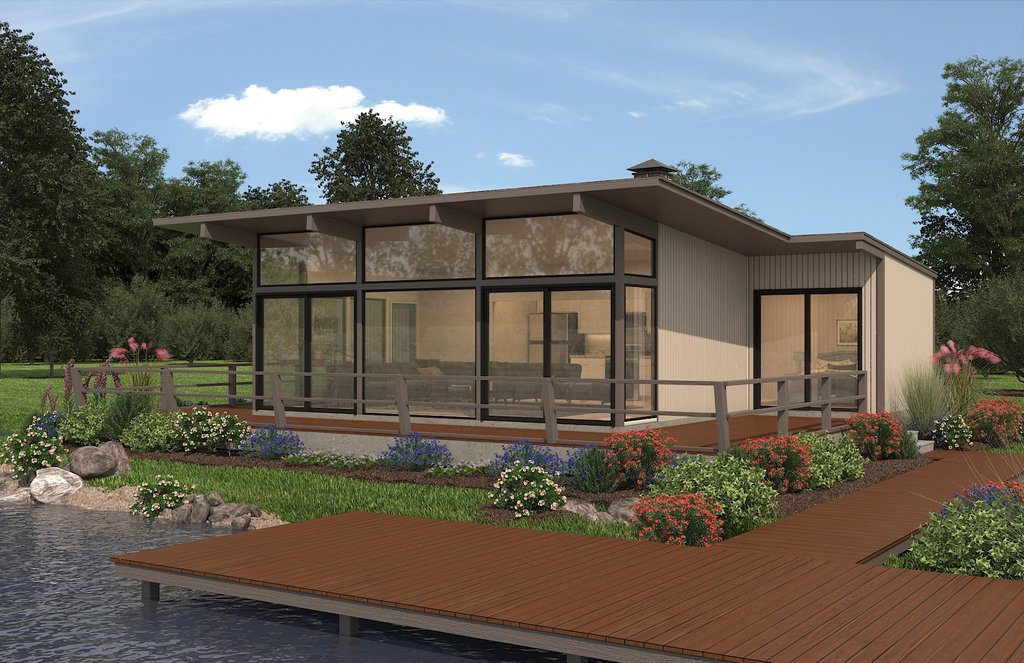 Exterior - Front Elevation 5 for Contemporary House Plan #72-529 - 2 bed, 2 bath