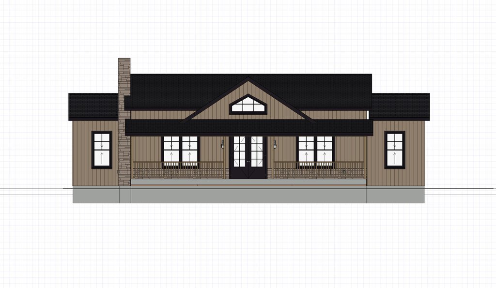 Exterior - Front Elevation for Farmhouse House Plan #1109-14 - 2 bed, 3 bath