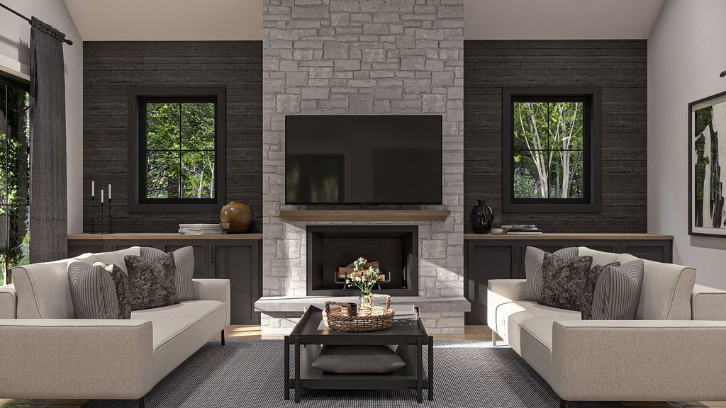 Interior - Family Room for Barndominium House Plan #455-686 - 1 bed, 1.5 bath