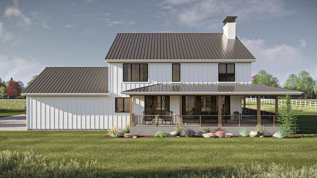 Exterior - Rear Elevation for Farmhouse House Plan #455-682 - 4 bed, 4.5 bath