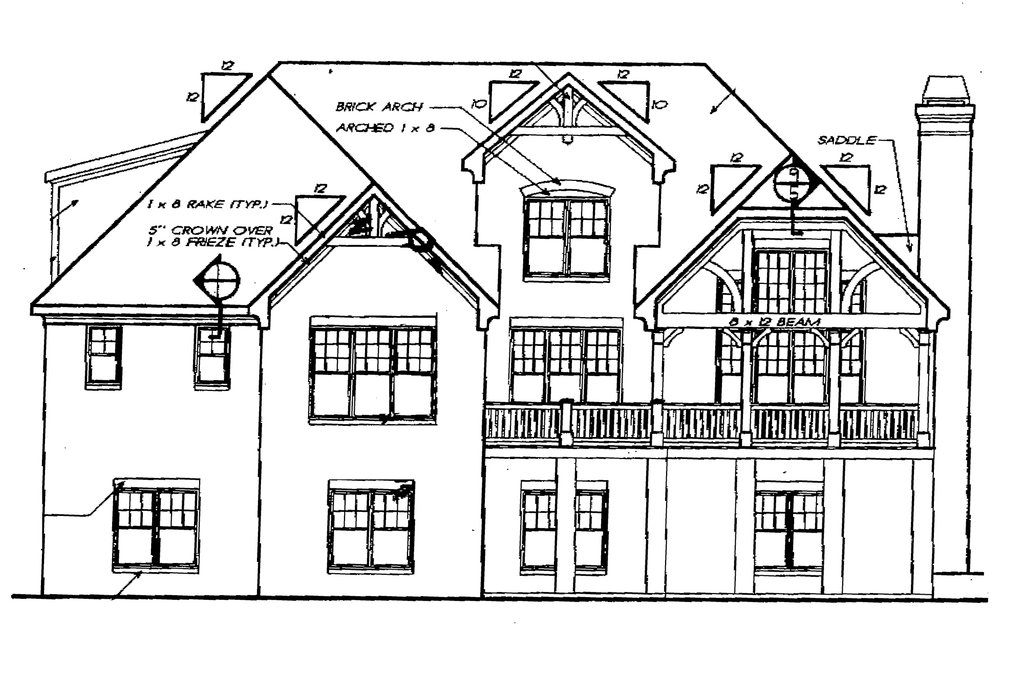 Exterior - Rear Elevation 1 for Traditional House Plan #927-6 - 4 bed, 3 bath