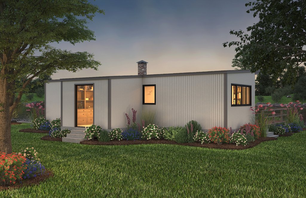 Exterior - Rear Elevation 2 for Contemporary House Plan #72-529 - 2 bed, 2 bath