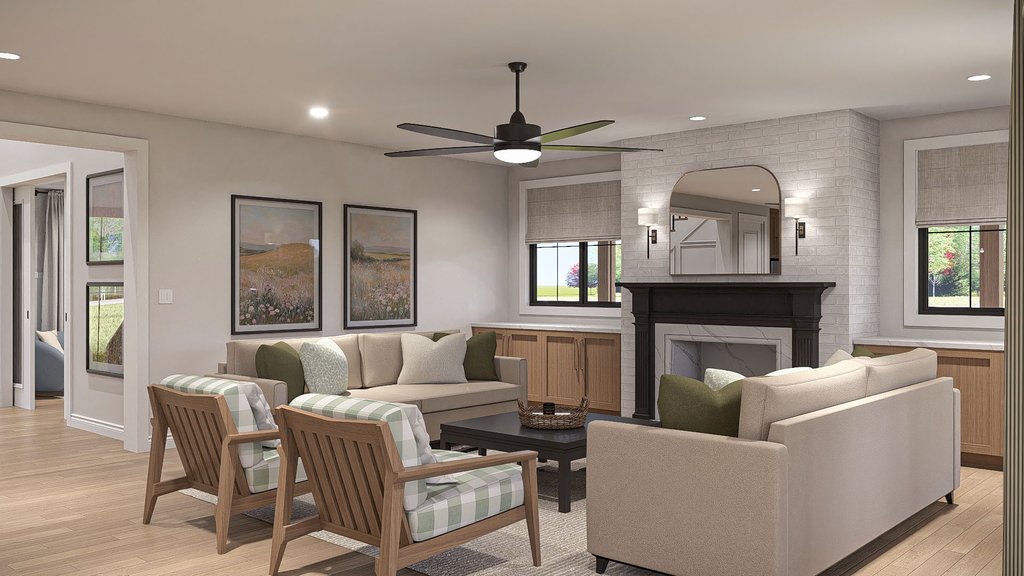 Interior - Family Room 1 for Farmhouse House Plan #455-682 - 4 bed, 4.5 bath