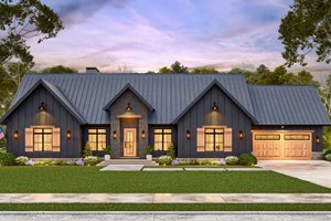 Exterior - Front Elevation for Farmhouse House Plan #119-470 - 3 bed, 3 bath