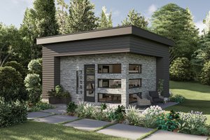 Exterior - Front Elevation for Modern House Plan #455-355 - 1 bed, 1 bath