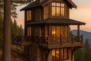 Exterior - Front Elevation for Cabin House Plan #928-362 - 2 bed, 2 bath