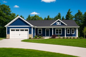 Exterior - Front Elevation for Ranch House Plan #928-2 - 3 bed, 2.5 bath