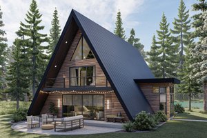Exterior - Front Elevation for Cabin House Plan #455-297 - 2 bed, 2 bath