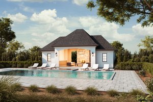 Exterior - Front Elevation for European House Plan #1114-104, 0.5 bath