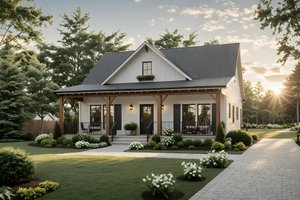 Exterior - Front Elevation for Farmhouse House Plan #21-499 - 2 bed, 2 bath