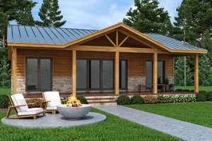 Exterior - Front Elevation for Cabin House Plan #472-439 - 2 bed, 2 bath