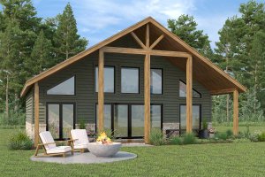 Exterior - Front Elevation for Cabin House Plan #472-452 - 2 bed, 2 bath