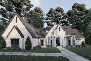 Exterior - Front Elevation for European House Plan #923-244 - 3 bed, 3 bath