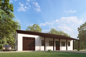 Exterior - Front Elevation for Barndominium House Plan #1107-10 - 4 bed, 2 bath