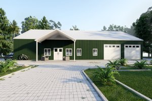 Exterior - Front Elevation for Barndominium House Plan #1107-21 - 4 bed, 3 bath