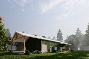 Exterior - Front Elevation for Barndominium House Plan #1107-27 - 4 bed, 3.5 bath