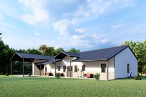Exterior - Front Elevation for Barndominium House Plan #1107-9 - 4 bed, 3 bath