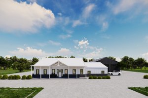 Exterior - Front Elevation for Barndominium House Plan #1107-11 - 3 bed, 3 bath