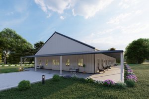 Exterior - Front Elevation for Barndominium House Plan #1107-38 - 4 bed, 3 bath