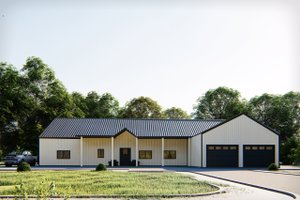 Exterior - Front Elevation for Barndominium House Plan #1107-18 - 4 bed, 4.5 bath