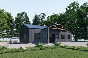 Exterior - Front Elevation for Barndominium House Plan #1107-6 - 3 bed, 2 bath