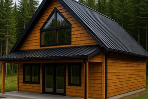 Exterior - Front Elevation for Cabin House Plan #112-296 - 2 bed, 1 bath
